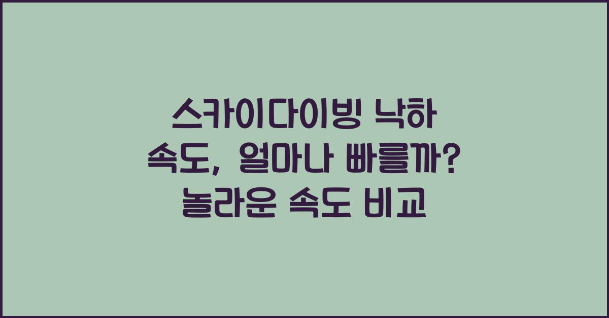 스카이다이빙 낙하 속도, 얼마나 빠를까? 놀라운 속도 비교