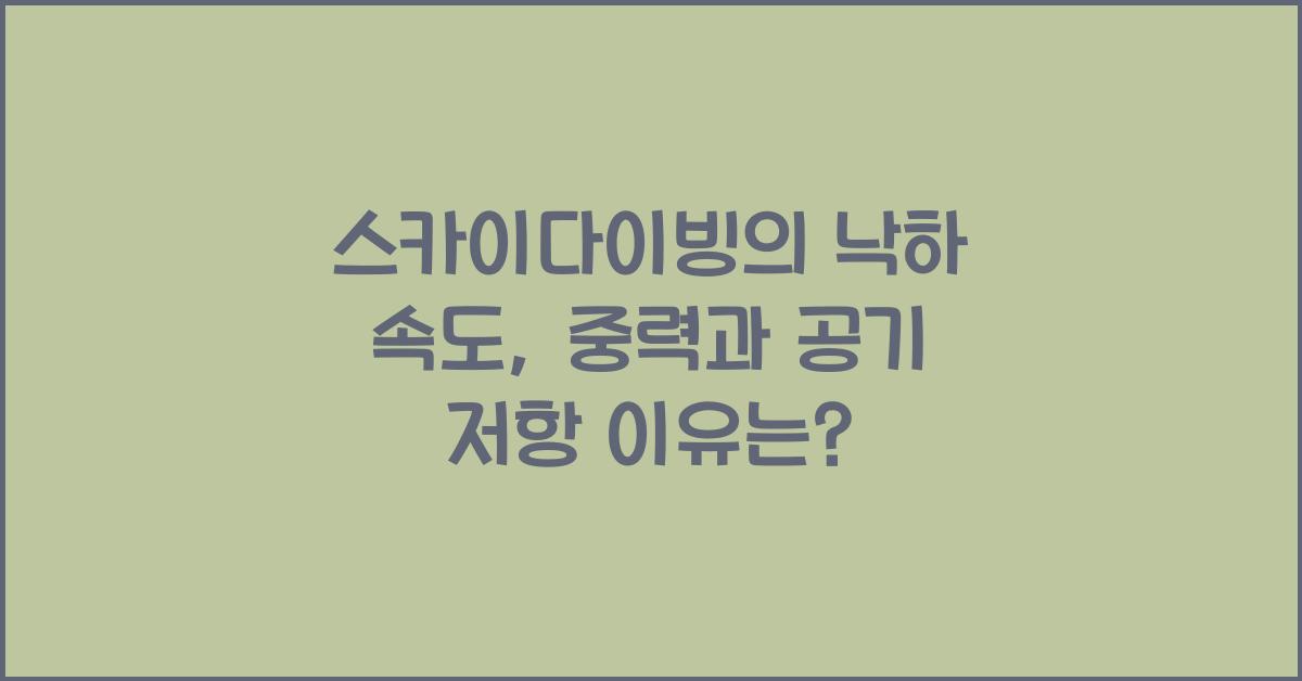 스카이다이빙의 낙하 속도, 중력과 공기 저항 이유는?