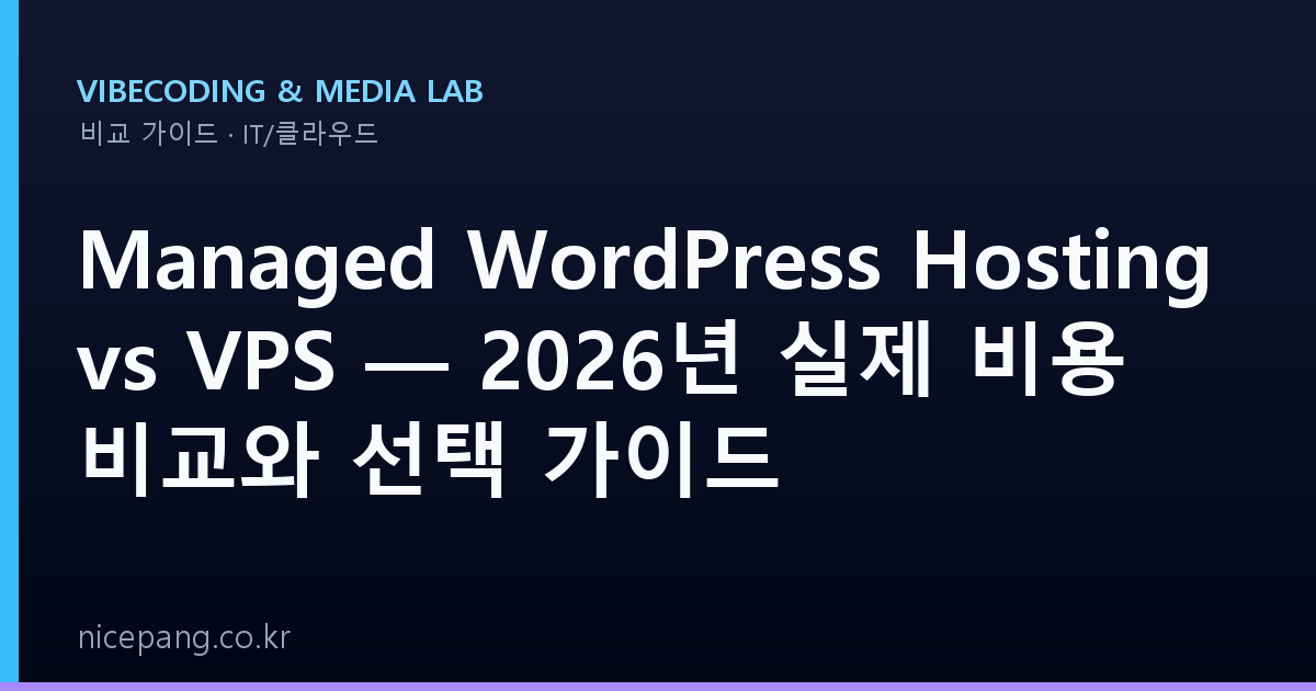 Managed WordPress Hosting vs VPS — 2026년 실제 비용 비교와 선택 가이드