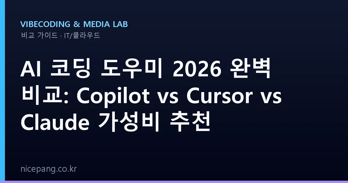 AI 코딩 도우미 2026 완벽 비교: Copilot vs Cursor vs Claude 가성비 추천