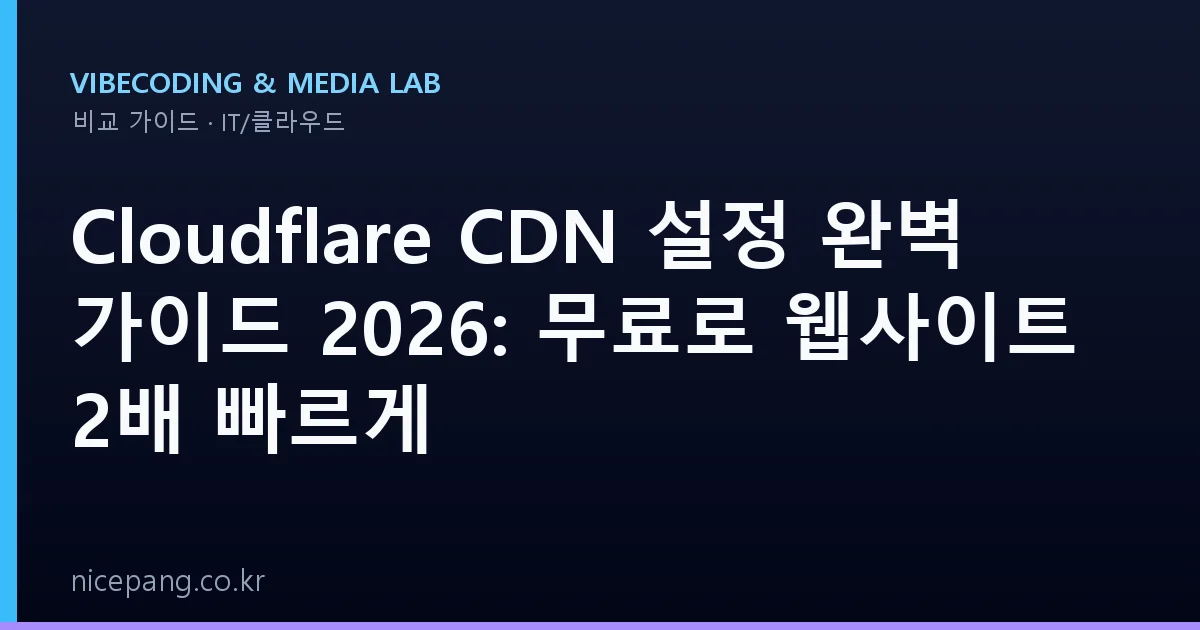 Cloudflare CDN 설정 완벽 가이드 2026: 무료로 웹사이트 2배 빠르게