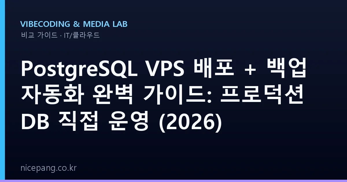 PostgreSQL VPS 배포 + 백업 자동화 완벽 가이드: 프로덕션 DB 직접 운영 (2026)