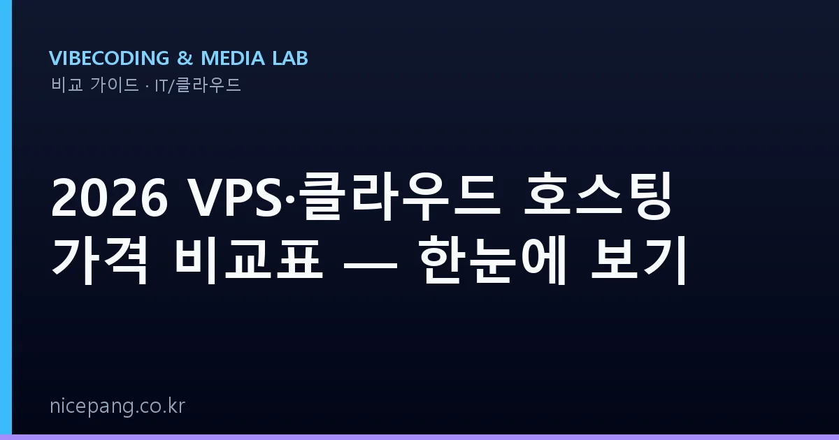 2026 VPS·클라우드 호스팅 가격 비교표 — 한눈에 보기