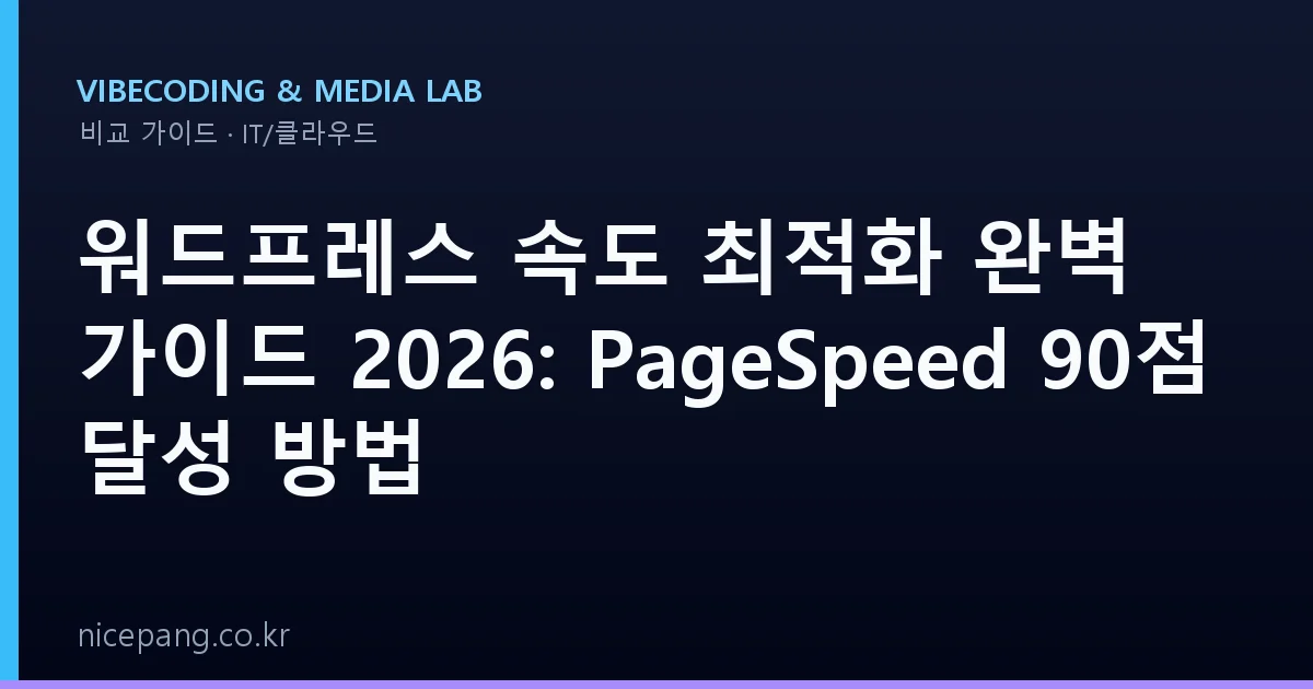 워드프레스 속도 최적화 완벽 가이드 2026: PageSpeed 90점 달성 방법