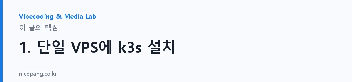 1. 단일 VPS에 k3s 설치 — 요약