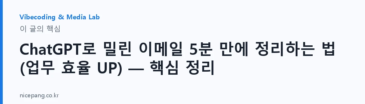 ChatGPT로 밀린 이메일 5분 만에 정리하는 법 (업무 효율 UP) — 핵심 정리 — 요약