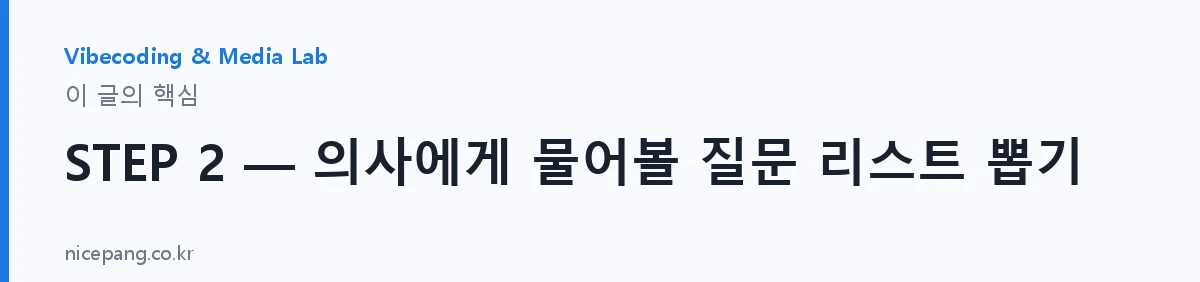STEP 2 — 의사에게 물어볼 질문 리스트 뽑기 — 요약